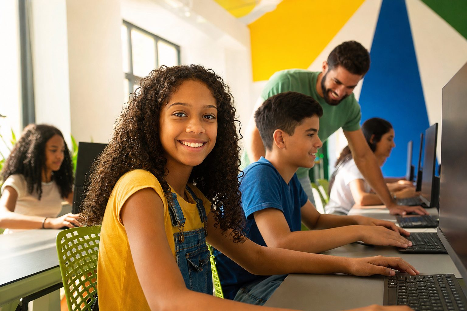 Alunos do PROENTEC em aula de tecnologia